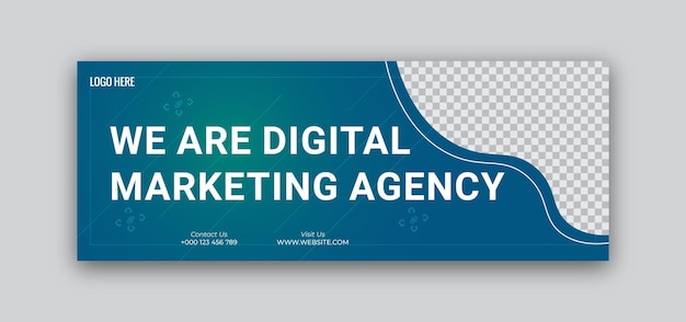 Креативное агентство цифрового маркетинга, социальные сети, обложка Facebook, веб-баннер, пост-шаблон, горизонтальный
