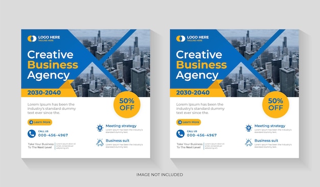 Creative digital marketing agency social media post design with business promotion and corporate square flyer editable template