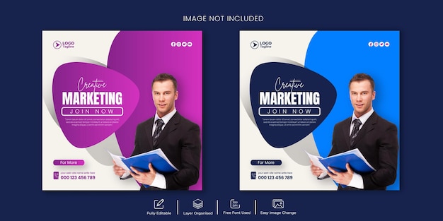 Creative digital marketing and business social media banner or instagram post template