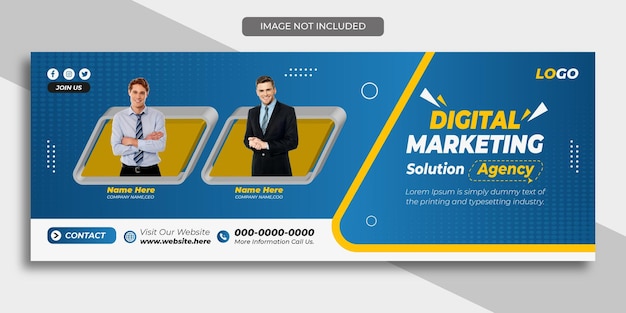 Creative digital marketing solution agency facebook cover design premium template