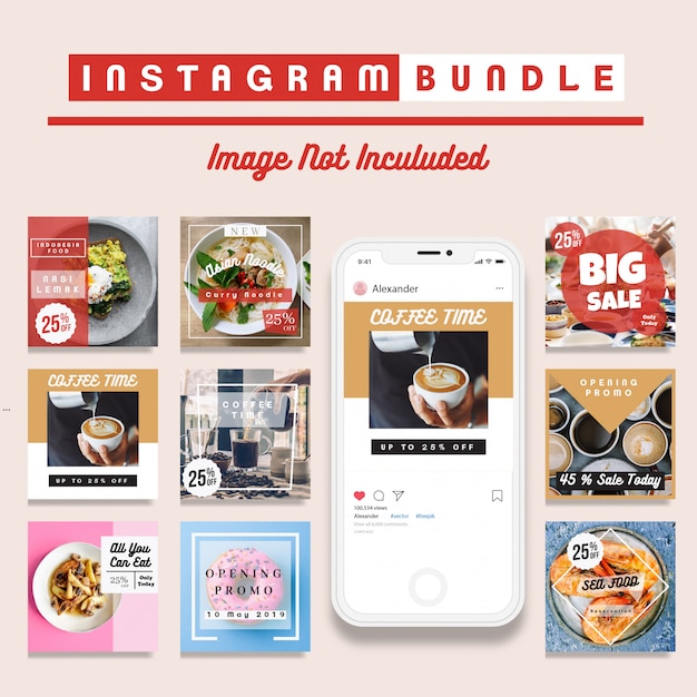 Vettore modello di instagram creativo sconto instagram