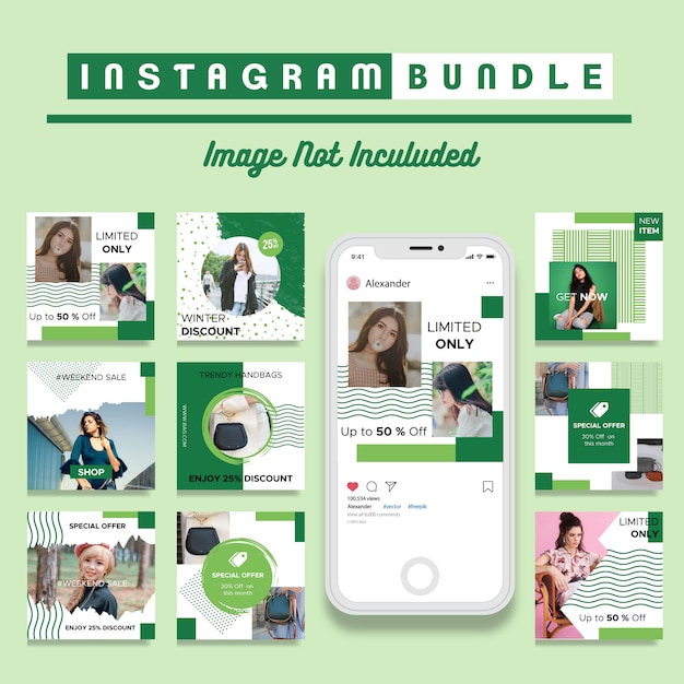 Vettore modello di instagram creativo sconto instagram