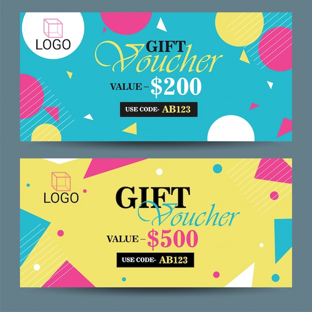 Creative discount voucher, gift card or coupon template layout.