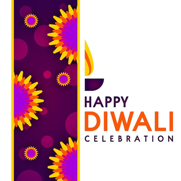 Creative Diwali celebration poster with colorful flowers