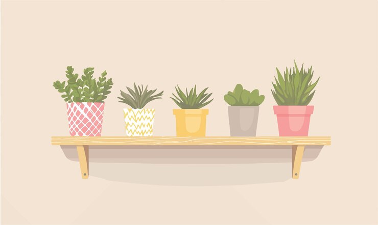 Vector creative diy shelf design with painted wood accents