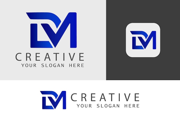 Modello di logo lettera dm creativo