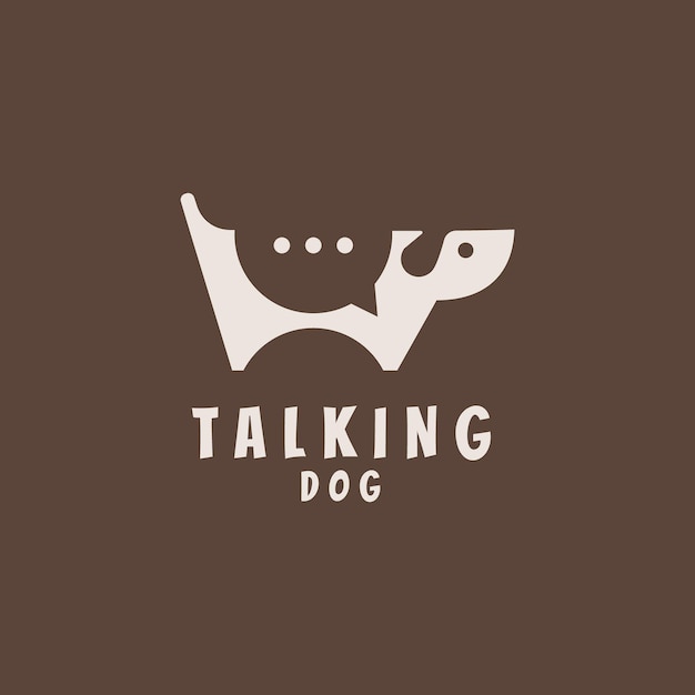 Chat creativa del cane che parla del design del logo dello spazio negativo