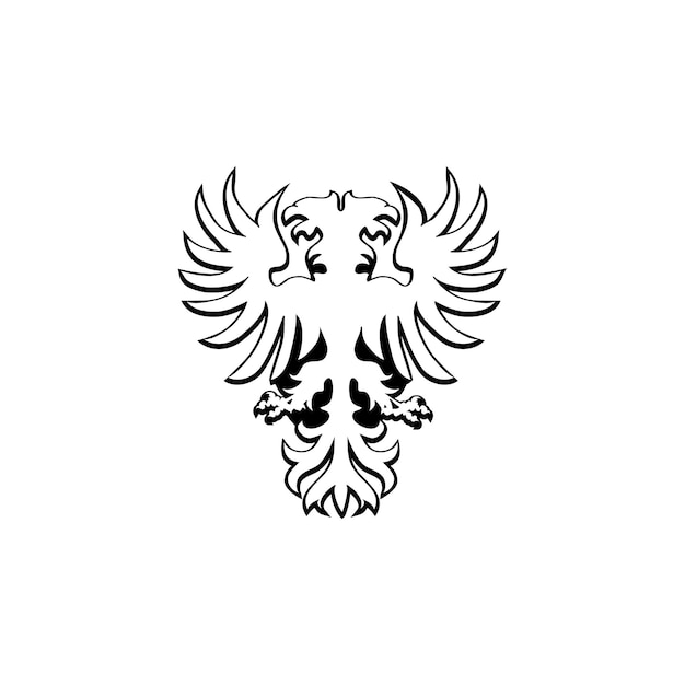 Creative Double-headed outline eagle on white background