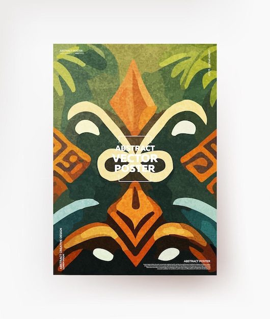 Creative drawing in Polynesian style. For flyers, covers, posters, banners. Vector.