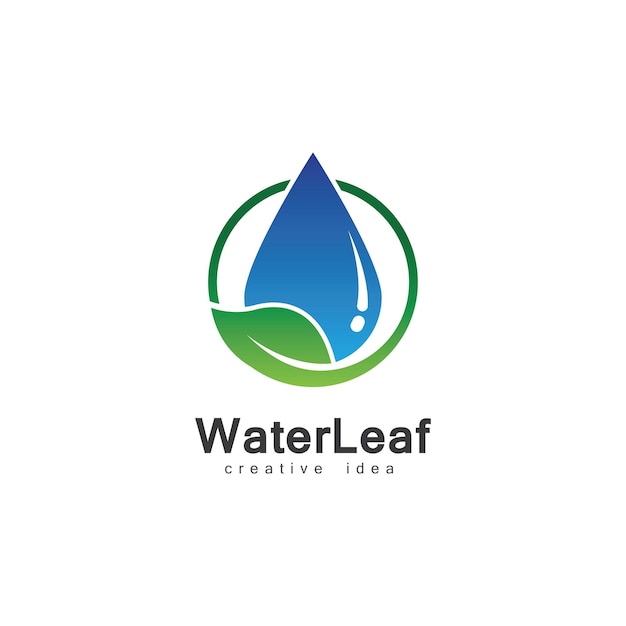 Шаблон дизайна логотипа creative drop water and leaf concept