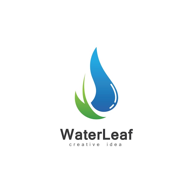 Modello di progettazione del logo del concetto di goccia d'acqua e foglia creativa