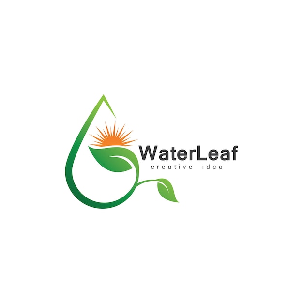 Шаблон дизайна логотипа Creative Drop Water and Leaf Concept