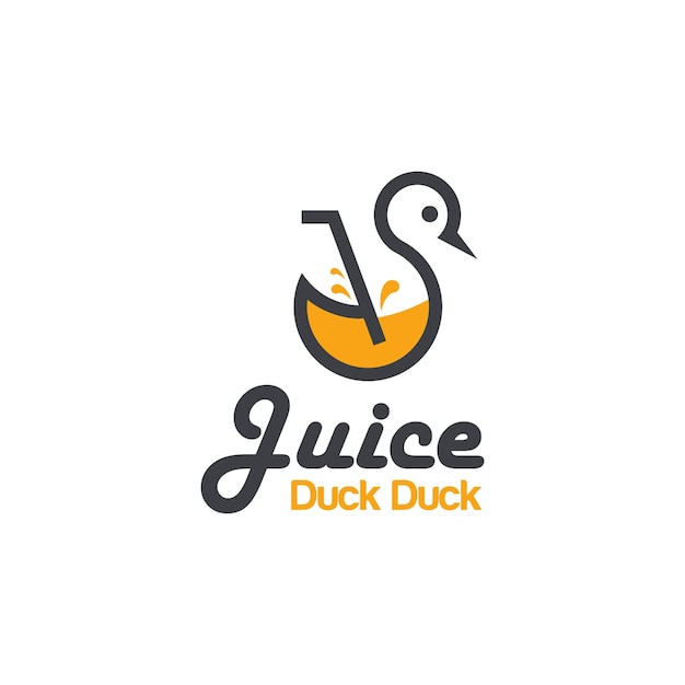 Креативная утка и сок простой современный дизайн логотипа