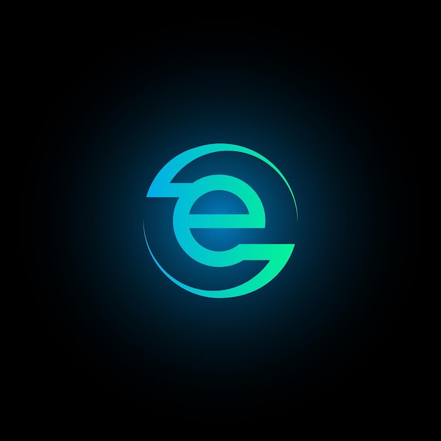 Креативная концепция логотипа E и O с черным градиентным фоном