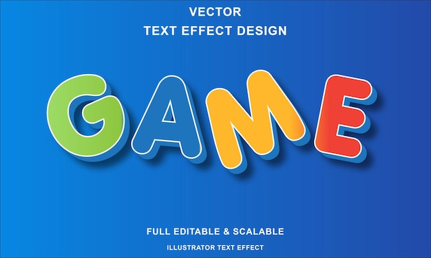 Creative and Editable Game 3D Text Effect Vector Design