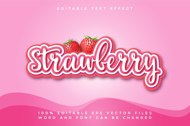 Vector creative editable strawberrytext effect