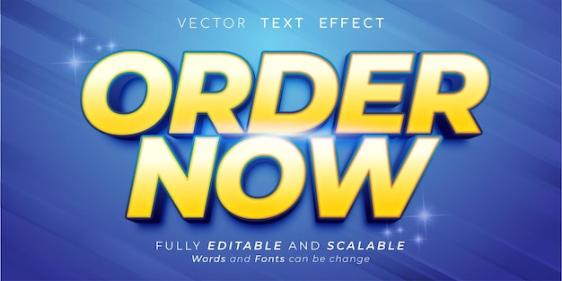 Creative editable text effect order now with blue background