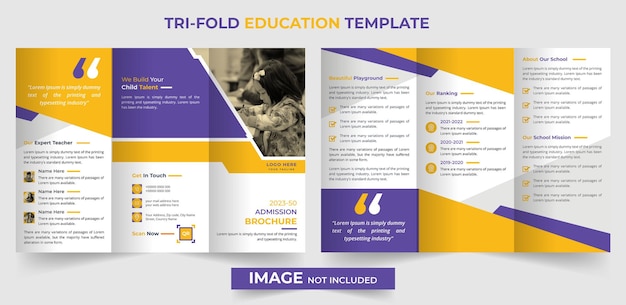 Modello di brochure a tre ante per l'istruzione creativa