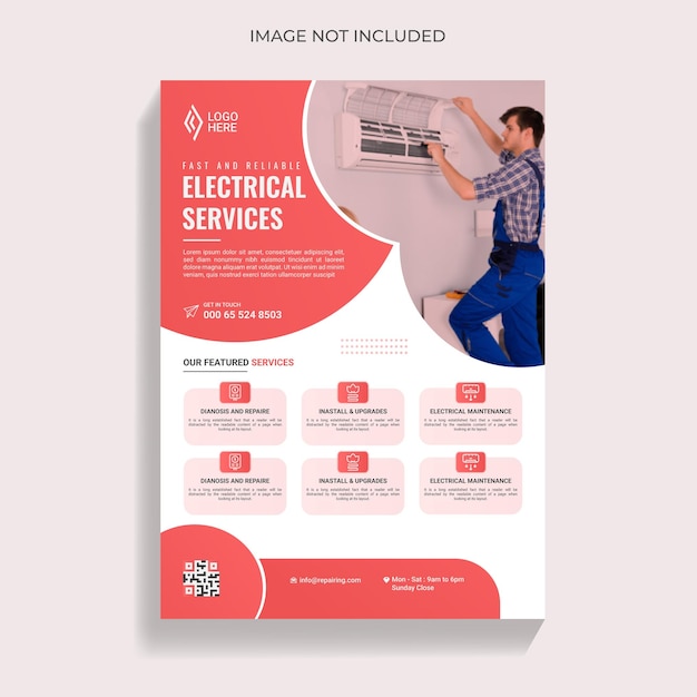 Creative electrician service flyer template design