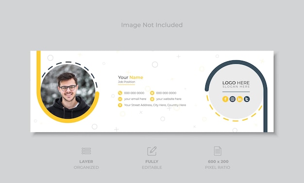 Творческий шаблон дизайна подноска электронной почты или подписи электронной почты современный профессиональный дизайн
