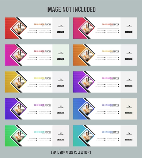 Creative email signature design with 10 colors set Minimal design template