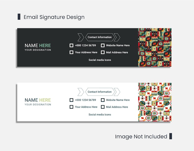 Креативный дизайн шаблона подписи электронной почты или нижний колонтитул электронной почты для рекламных целей с абстрактными формами