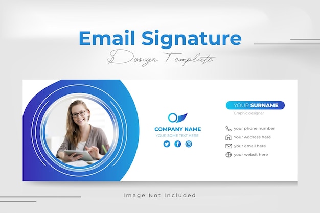Креативный шаблон подписи электронной почты или дизайн обложки нижнего колонтитула электронной почты