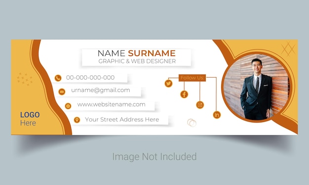 Vector creative email signature template or email footer and personal social media facebook cover design