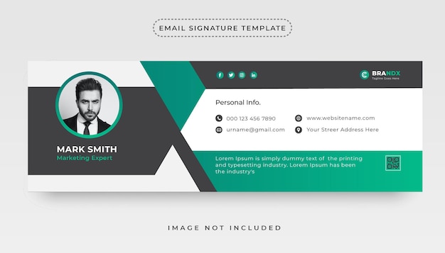 クリエイティブなeメール署名テンプレートまたはeメールフッターとソーシャルカバーデザイン