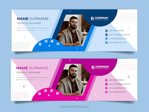 Creative email signature template social media cover footer design