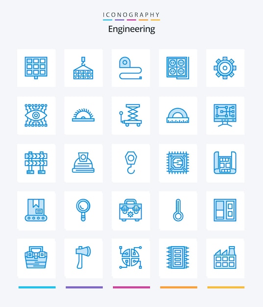 Creative Engineering 25 Blue icon pack Zoals bouwgereedschap voor het meten van de mofconstructie