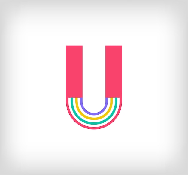 Vector creative ethnic letter u multicolored linear logo modern writing lines with new culture colors