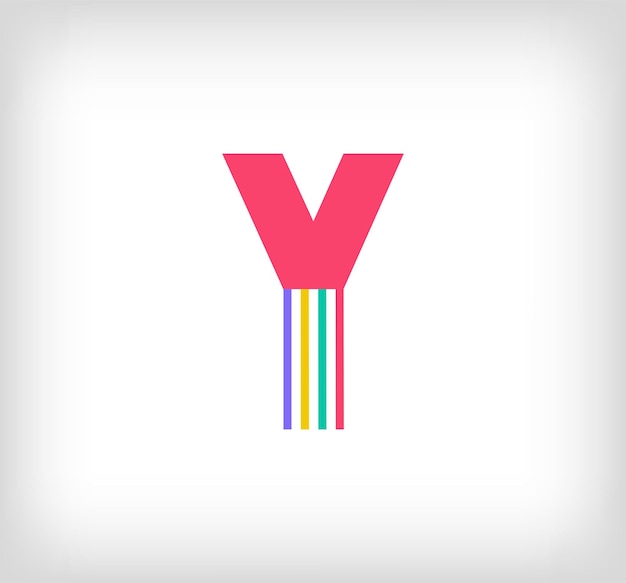 Vector creative ethnic letter y multicolored linear logo modern writing lines with new culture colors