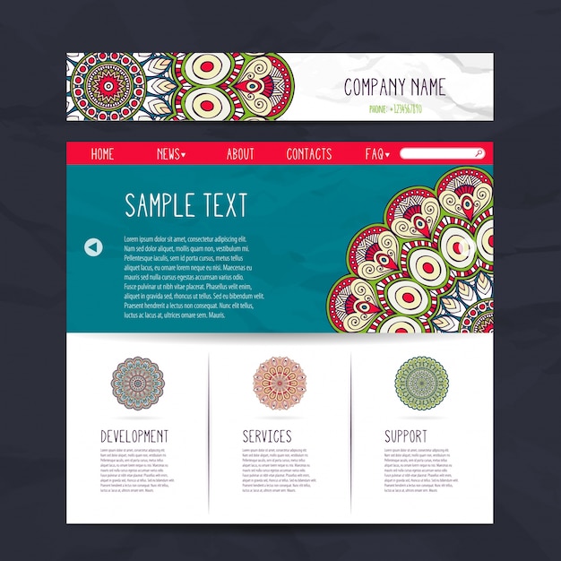 Creative ethnic stationery collection with mandala