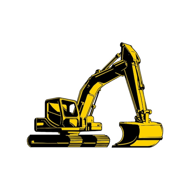 Creative excavator illustration for logo template