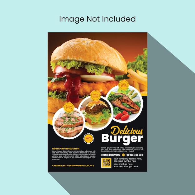 Vector creative, eye catching, professional and modern vertical restaurant food flyer template design