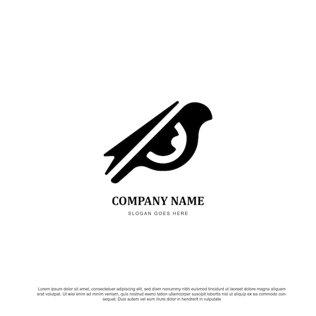 Vettore occhio creativo con il vettore di progettazione del logo dell'uccello