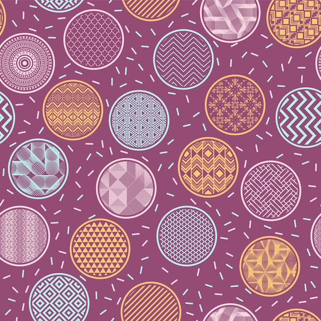 Creative fabric print vector endless pattern Circular shapes with oriental patterns