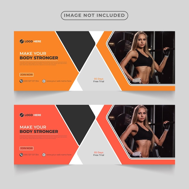 Vector creative facebook cover gym and fitness web banner template design