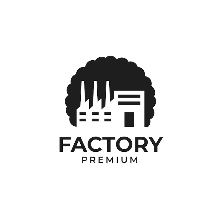 Vector 創造的な工場産業の煙害ロゴデザインイラストアイデア