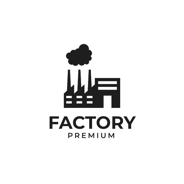 Idea creativa dell'illustrazione di progettazione di logo di inquinamento del fumo di industria della fabbrica