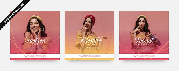 Vector creative fashion sale social media post templates