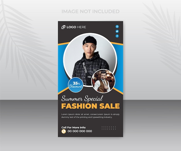 Creative fashion sale stories banner template design