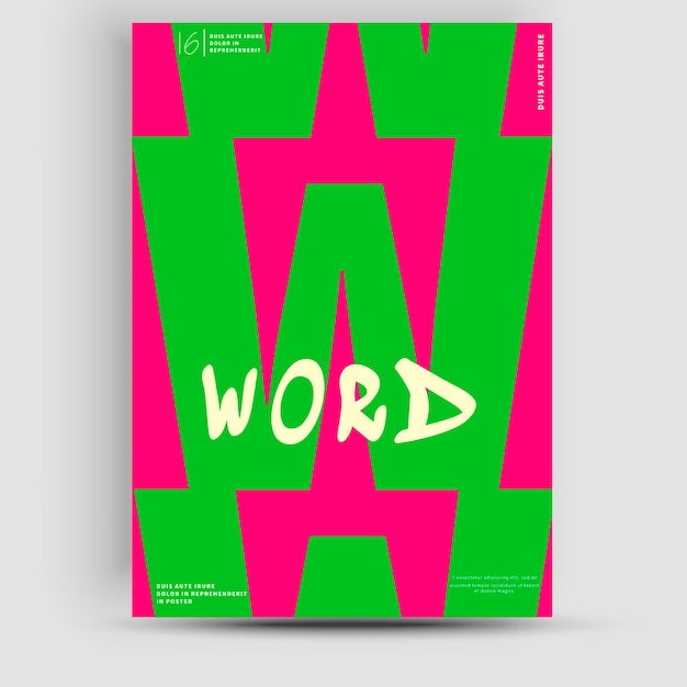 Creative fashionable poster design. Letter W. Alphabet. Template poster, banner, magazine mockup.