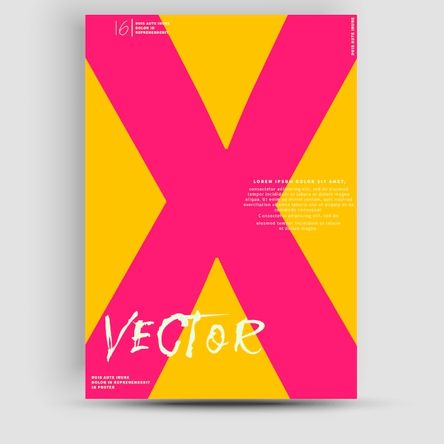 Вектор Креативный модный дизайн плаката. буква x. алфавит. шаблон плаката, баннера, макет журнала.