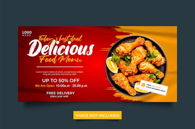 Creative fast food business promotion web banner template design