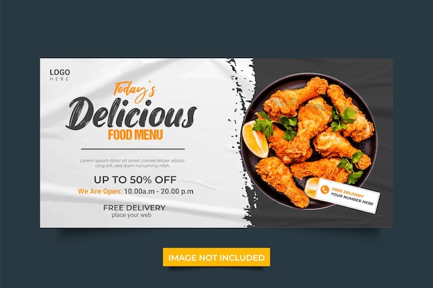 Creative fast food business promotion web banner template design