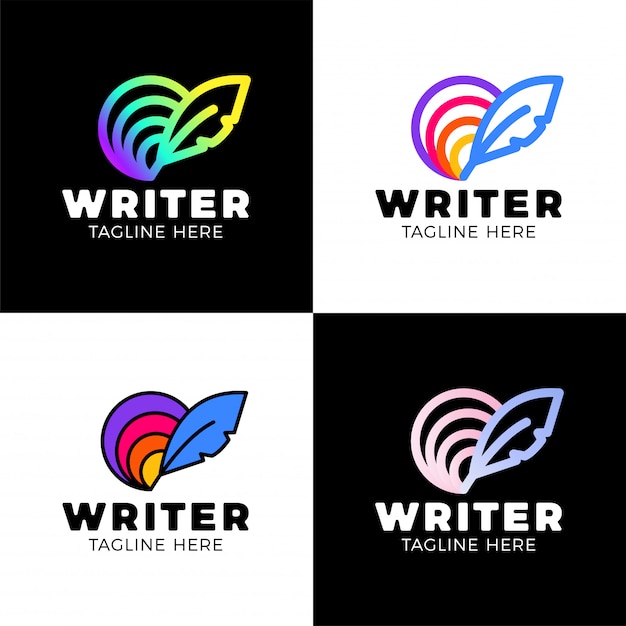 Creative feather circle rainbow logo