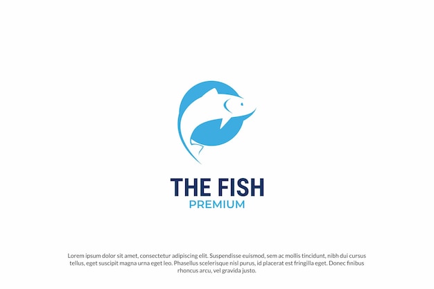 Creative fish aquatic line logo design