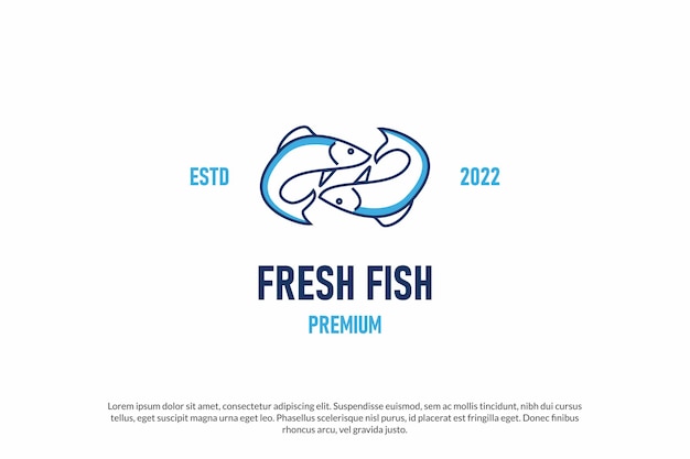 Creative fish aquatic line logo design